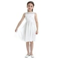 thumbnail image 4 of Yanarno Robe en Dentelle Florale pour Enfants Filles Robe de Mariage Concours Anniversaire Robe de Fête à Sequins Brillants Robe de Bal Ivoire 12, 4 of 7