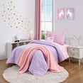 thumbnail image 4 of Your Zone Kids Pink and Purple Reversible Quilt Set with Pink Sheets, Unicorn, Twin, 5 Piece, Microfiber Polyester, 4 of 18