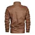 thumbnail image 4 of Penkiiy Men's Autumn And Winter Casual Baseball Uniform Leather Jacket Leather Jacket Tuxedo Suit Set Polyester Brown on Sale, 4 of 7