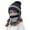 D-Black, variant on Kelon Plush Lined Hood Beanie with Integrated Scarf, Windproof Coldproof Knitted Warm Headwear for Women, One Size Bomber Hats