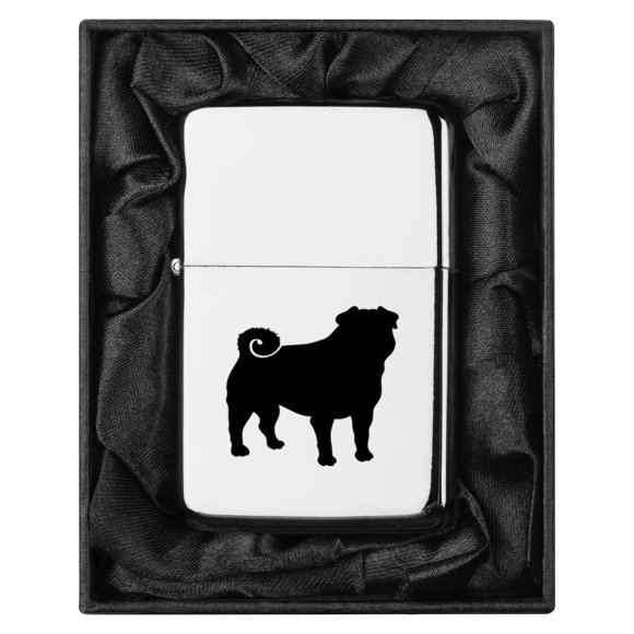 Lighter in Black Silk Lined Gift Box Pug (Chrome)
