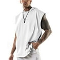 thumbnail image 1 of Camisetas sin mangas con capucha para entrenamiento para hombre, camisetas musculosas para culturismo, camisetas sin mangas para gimnasio, Blanco, 1 of 6