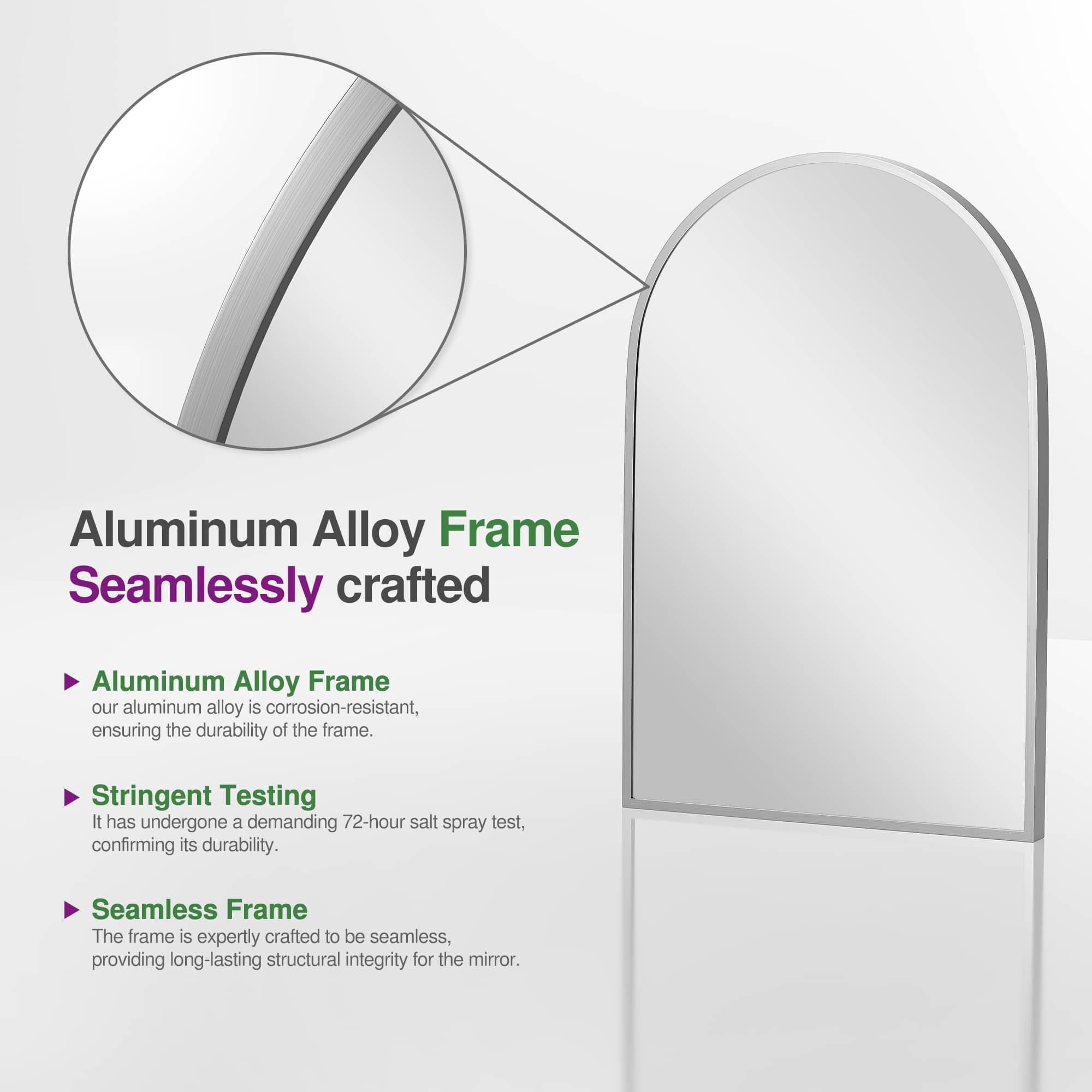 MAYEERTY Set of 2 Arched Wall Mirror, Aluminum Alloy Bathroom Vanity Mirror, 35.8"x24"