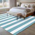thumbnail image 5 of Aqua Striped Large Area Rugs for Bedroom Living Room, Soft Non Slip Carpet Bedside Rug, Modern Farmhouse Blue White Stripes Rectangular Floor Cover Kitchen Accent Rug 6'x9' for Dining Room/Office, 5 of 9