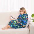 thumbnail image 4 of DarkBlue Dinosaurs Pattern Blanket Hoodies for Kids 6-13YR Oversize Wearable Blanket Hoodies for Boys Girls Teens, 4 of 7