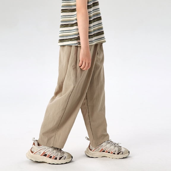 Qudderr Toddler Kids Boys Girls Wide-Leg Pants Summer Lightweight Straight Pants Pull-On Casual Trousers with Elastic Waist Anti-Mosquito Pants 2-12T