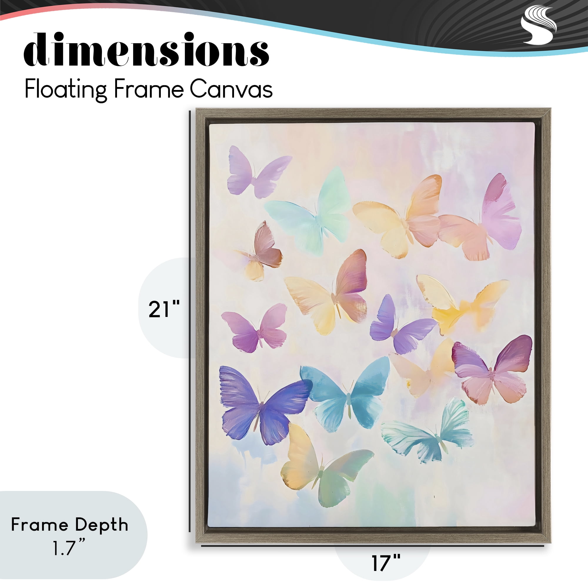 Stupell Industries Pastel Butterfly Dreams Brown Framed Floater Canvas Wall Art, design by The Prints Vibe