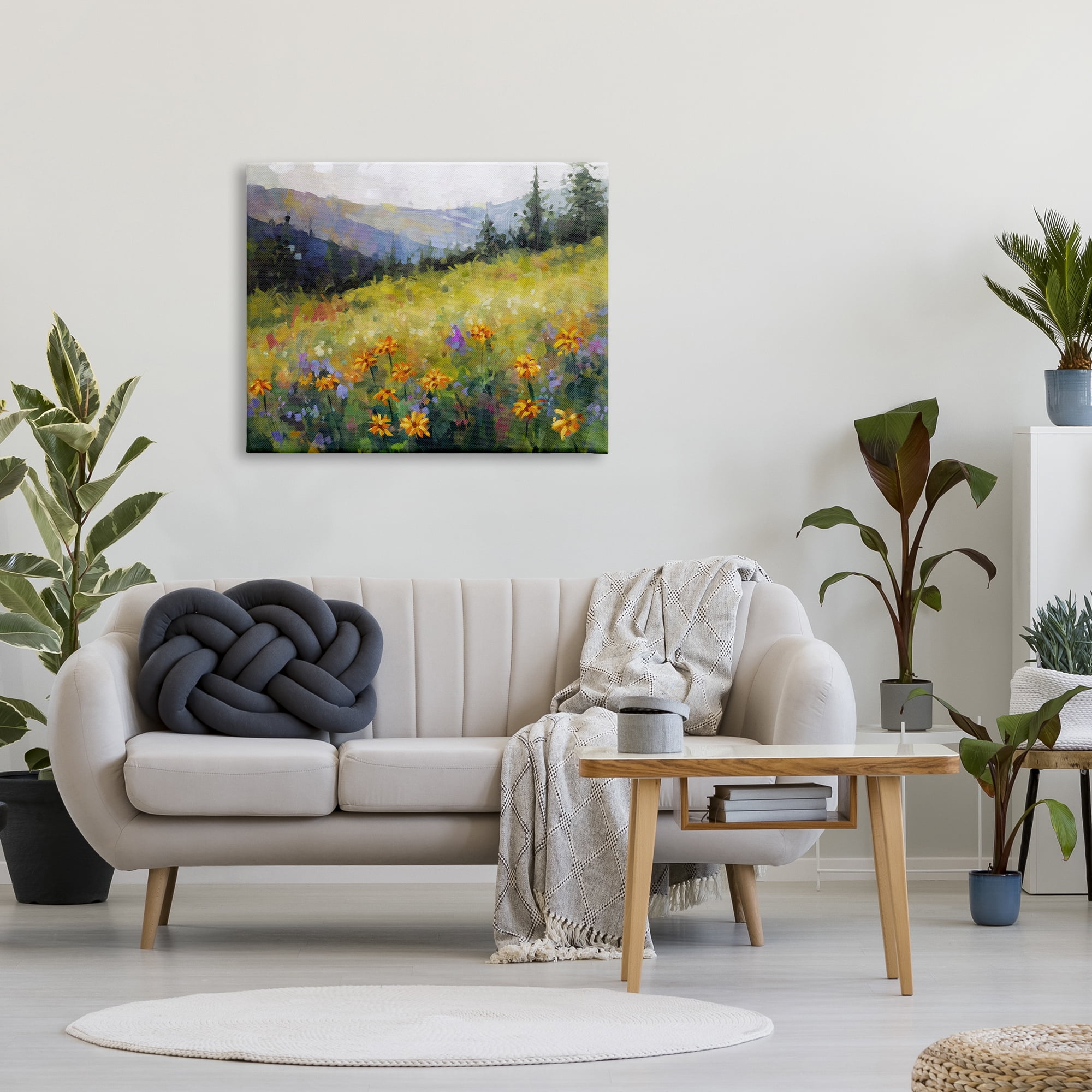 Stupell Industries Flower Meadow Painting Landscape Painting Gallery Wrapped Canvas Art Print Wall Art, 40 x 30