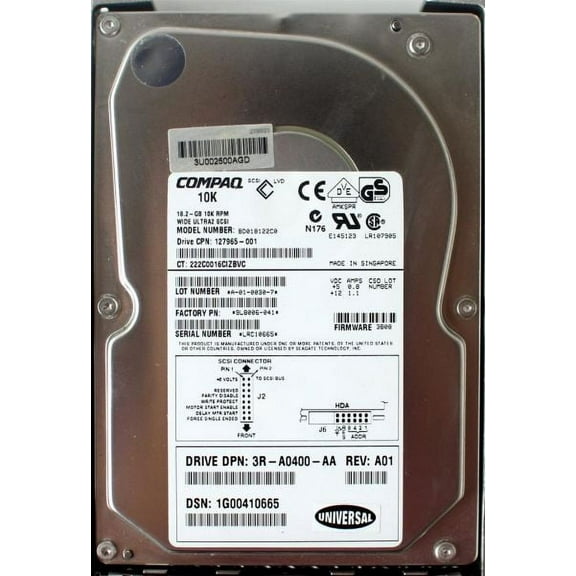 HDD, 18.2GB 10K RPM WIDE ULTRA2 SCSI, BD018122C0, 9L8006-041