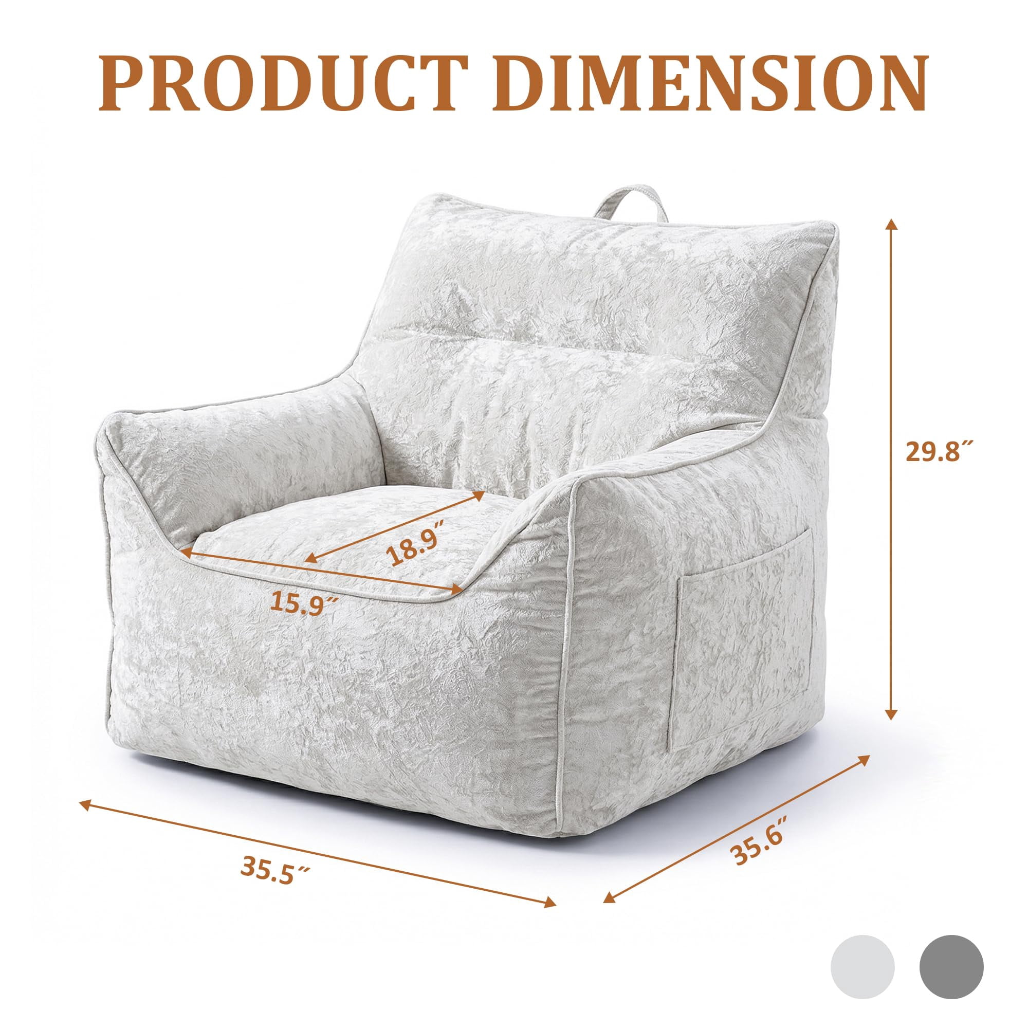 Danolapsi Bean Bag Chair, Comfy Bean Bag Sofa with Back Support, Soft Chenille Lazy Chair for Adults, Shredded Foam Couch Single Lounges for Apartments, Living Rooms, Bedrooms, Games, Reading