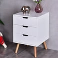 thumbnail image 2 of Costway White Side End Table Nightstand w/ 3 Drawers Mid-Century Accent Wood, 2 of 7