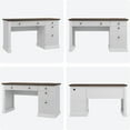 thumbnail image 2 of Fluted Home Office Desk Storage, Compact Computer Desk with Drawers 54" Modern Executive Desk with Charging Station, Modern Writing and Study Table Wooden Computer Writing Desk with File Cabinet, 2 of 8
