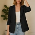 thumbnail image 2 of Bixock Women's Dress Blazer 3/4 Sleeve Suits Jackets Button Top Solid Color Loose Breathable Summer Casual Daily Blouse, 2 of 6