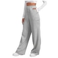 thumbnail image 1 of Pantalones de chándal anchos con forro polar para mujer - Pantalones de yoga de cintura alta con bolsillos - Poliéster - Tallas S-XXXL, 1 of 8