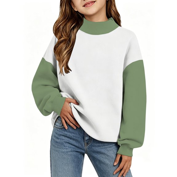 Grblisyd Sweatshirts for Girls Lightweight Fall Tops Raglan Long Sleeve Fashion Color Block Pullover Clothing