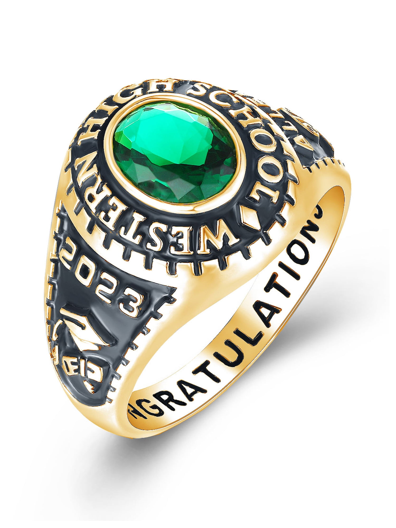 Mementos USA Men's Class Rings Customized for High School or College-Sterling Silver 925/Gold