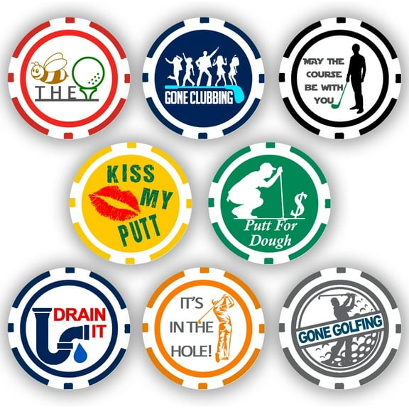 DA VINCI Golf Ball Marker Poker Chip Collection, 11.5 Gram Chips (8-Pack)