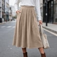 thumbnail image 2 of yillto Womens Corduroy Skirts Pleated High Waist Flowy Loose Fall Winter Long Skirt with Pockets S-XXXL, 2 of 7