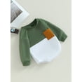 thumbnail image 3 of GXFC Infant Baby Boys Fall Contrast Color Rompers Sweatshirts Newborn Boys Long Sleeve Patchwork One Piece Jumpsuits with Pocket Toddler Boys Autumn Bodysuit Clothes 0-24M, 3 of 9