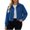 Blue, variant on Vivianyo HD Women's Lapel Collar Corduroy Jackets, Cropped Long Sleeve Button Front Outerwear with Decorative Chest Flap Details for Women Coat, Women's Army Green, Sizes S-2XL
