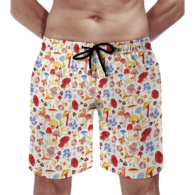 Men's Red Quick Dry Board Shorts with Mesh Lining Swim Trunks Swimwear