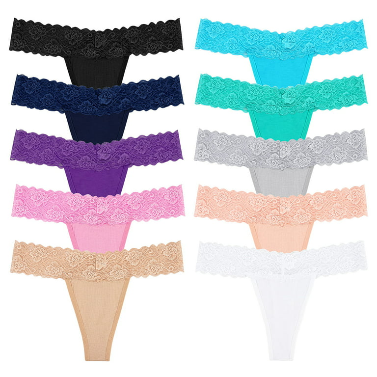 10-pack lace thong briefs - Cerise/Yellow/Turquoise - Ladies