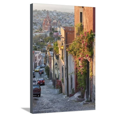Mexico, San Miguel de Allende. Street scene with overview of city. Stretched Canvas Print Wall Art By Don (Chak De India Best Scenes)