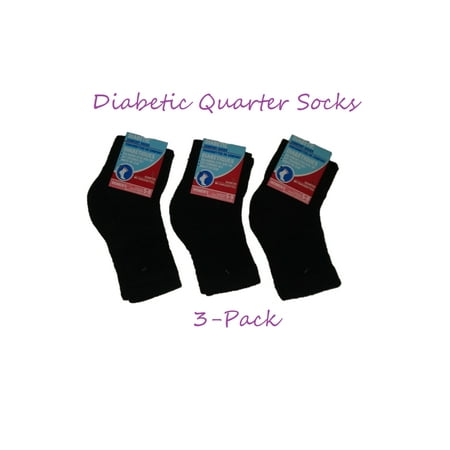 

Diabetic Quarter Socks for Women - 3-Pack - Black Comfort Socks for Diabetics size 5-9