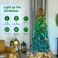 thumbnail image 5 of Beyamis 7Ft Slim Hinged Artificial Fir Christmas Tree - Colorful DIY Synchronized Lights with Remote & Daily Timer, Space-Saving Xmas Tree for Home Bedroom Office Holiday Decoration, 5 of 8