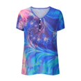 thumbnail image 5 of Women's V Neck Tops Summer Eyelet Short Sleeve Casual Loose Fit Tunic Shirts Fashion Floral Print Blouses (3XL, Purple), 5 of 6
