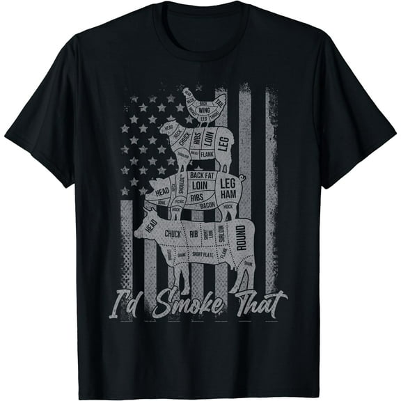 Id smoke that funny grilling I'd smoke that US flag T-Shirt