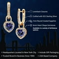thumbnail image 2 of Gem Stone King 18K Yellow Gold Plated Silver Blue Iolite and White Created Sapphire Dangle Earrings for Women (1.66 Cttw, Gemstone, Heart Shape 6MM), 2 of 5