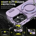 thumbnail image 2 of Case for iPhone 17 6.3-inch, Built In Slide Camera Cover & Rotatable Kickstand Sliding Ring Heavy Duty ShockProof Protective Case for iPhone 17,Purple,For iPhone 17, 2 of 10