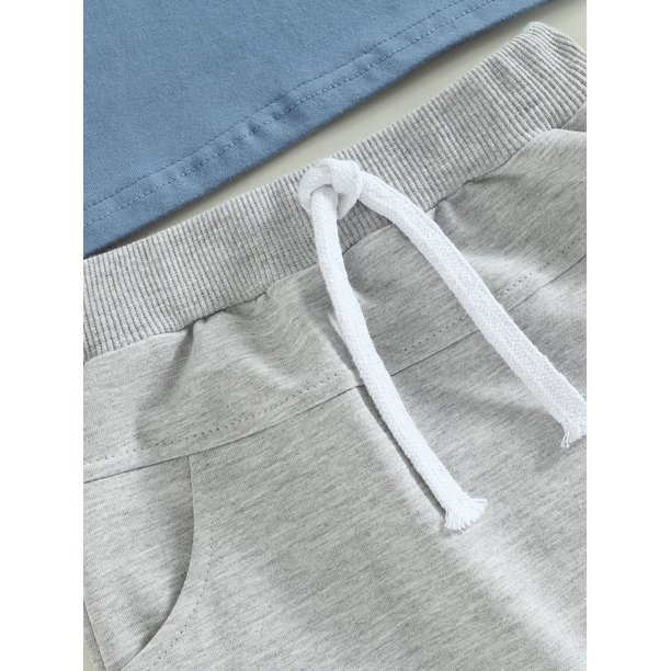 SUNSIOM Tenues D'Été Pour Garçons, T-shirt à Manches Courtes Imprimé Lettre Et Shorts Roulés Extensibles Décontractés
