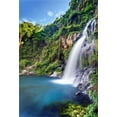 thumbnail image 2 of ABPHOTO 5x7ft Photography Backdrop Nature Landscape Waterfall Mount Green Pool Blue Sky Photo Background Backdrops, 2 of 4