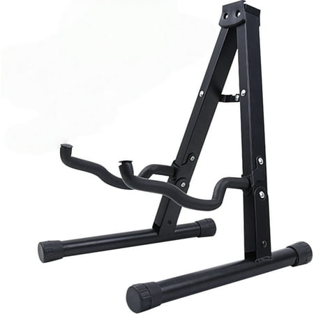Behome Foldable Guitar Stand, Portable and Adjustable A-Frame Bass Guitar Display Stand, with Non-slip Rubber And Foam Arm, Suitable for Electric & Acoustic Guitars, Bass & Banjo, Black