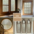 thumbnail image 6 of 3D Stained Glass Window Film, Decorative Window Privacy Film for Bathroom,Front Door,Home, Sun Blocking Heat Control,Static Cling, Golden Ironwork 23.6inch x 70.8inch, 6 of 7