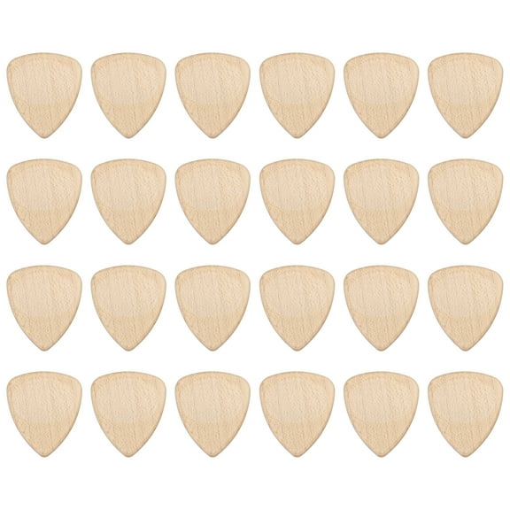 Uxcell 24 Pcs Wood Guitar Pick, 3.0mm Ultra Heavy Gauge Maple Wood Groove Shape Guitar Picks for Electric and Acoustic Guitars, Light Wood Color