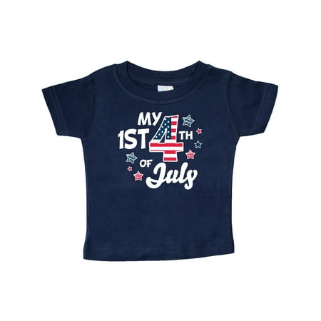 

Inktastic My 1st 4th of July with Striped Stars Gift Baby Boy or Baby Girl T-Shirt