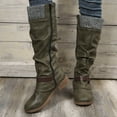 thumbnail image 2 of Fall Winter Knee High Slouchy Boots for Women Buckles Knit Patchwork Slouch Wide Mid Calf Fold over Tall Boots, 2 of 7