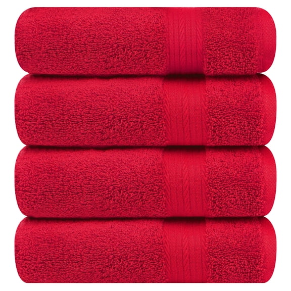 Ample Decor Bath Towel for Bathroom 30X54 inch 100% Cotton - 4pcs Red