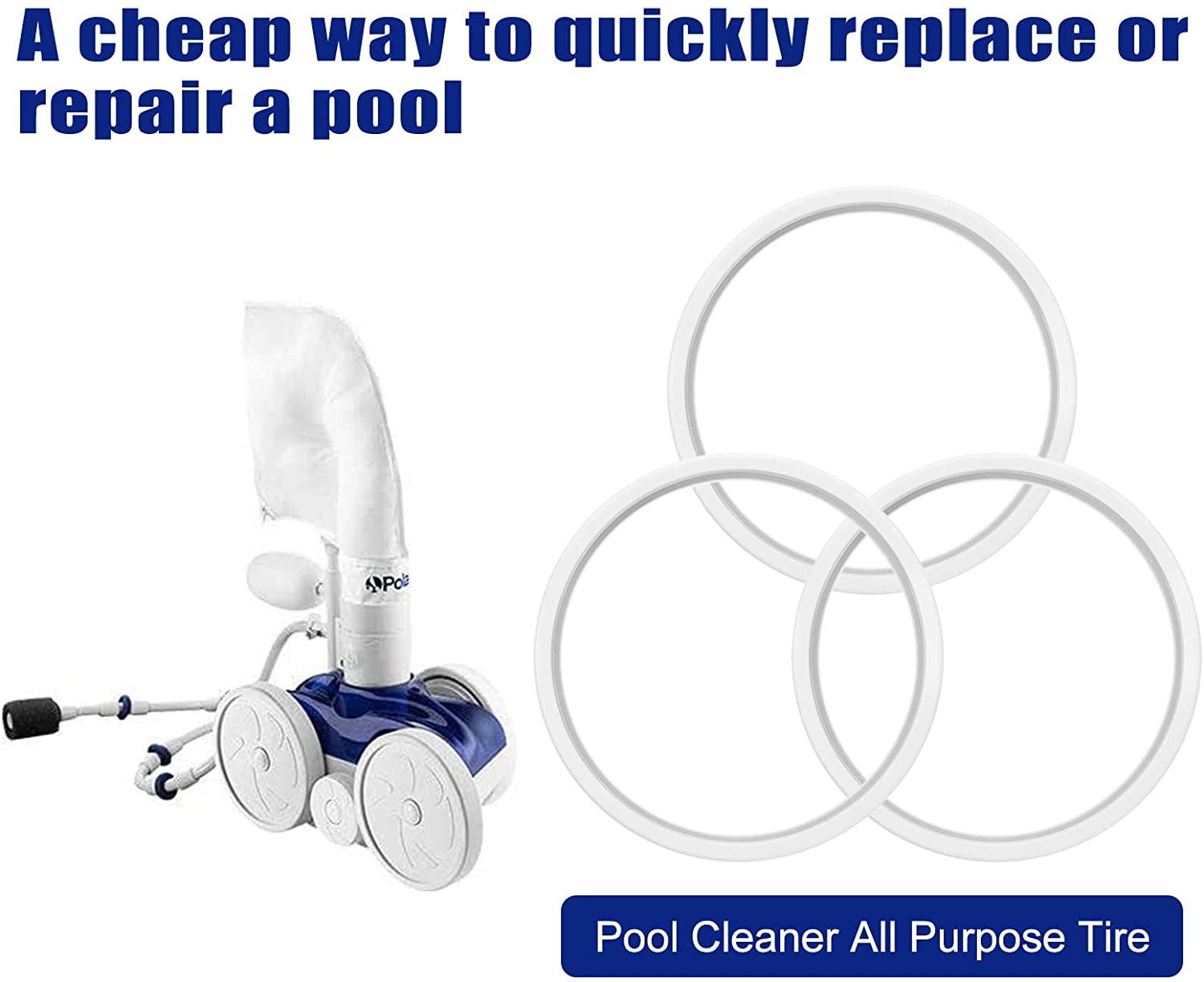 Lot De 3 Pneus De Rechange Pour Robot De Piscine Polaris 280, 360, 180, 380, C10 - Caoutchouc Durable