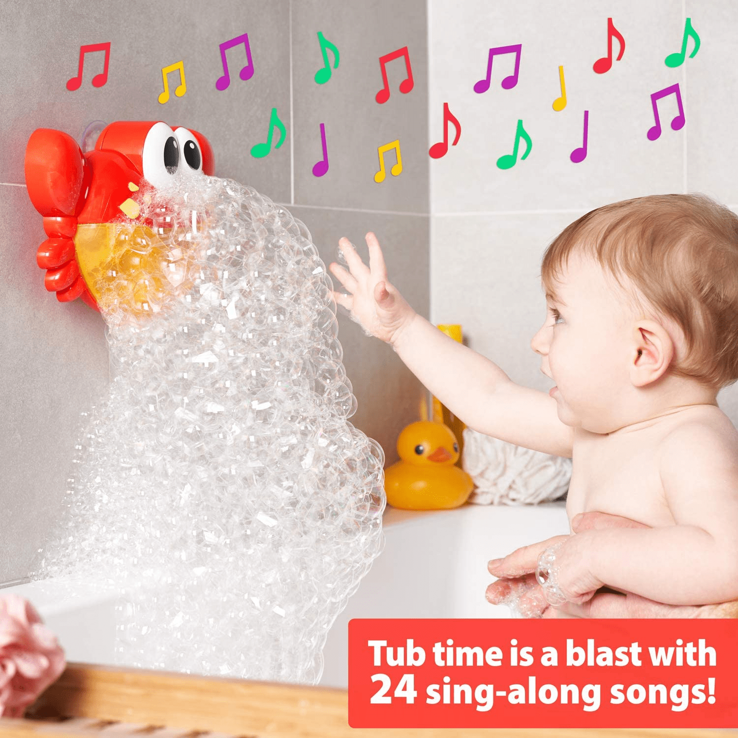 Beefunni Baby Bath Toys for Bathtub, Crab Blow Bubbles Maker with 24 Music Songs Christmas Gift for Toddler Bubble Machine