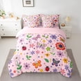 thumbnail image 2 of Feelyou Cartoon Butterfly Animal Bedding Comforter Set 7pcs, Girly Pink Floral Flower Queen Bedding Sets, Teens Kids Boys Girls Reversible Queen Sheet Sets, Luxury Bedroom Decor, 2 of 8
