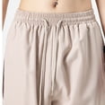 thumbnail image 5 of Fengqque Ladies' Solid Elastic Waist Drawstring Loose Wide Legs Cargo Pants Multi-pocket Tapered Pants Khaki XL(XL), 5 of 6