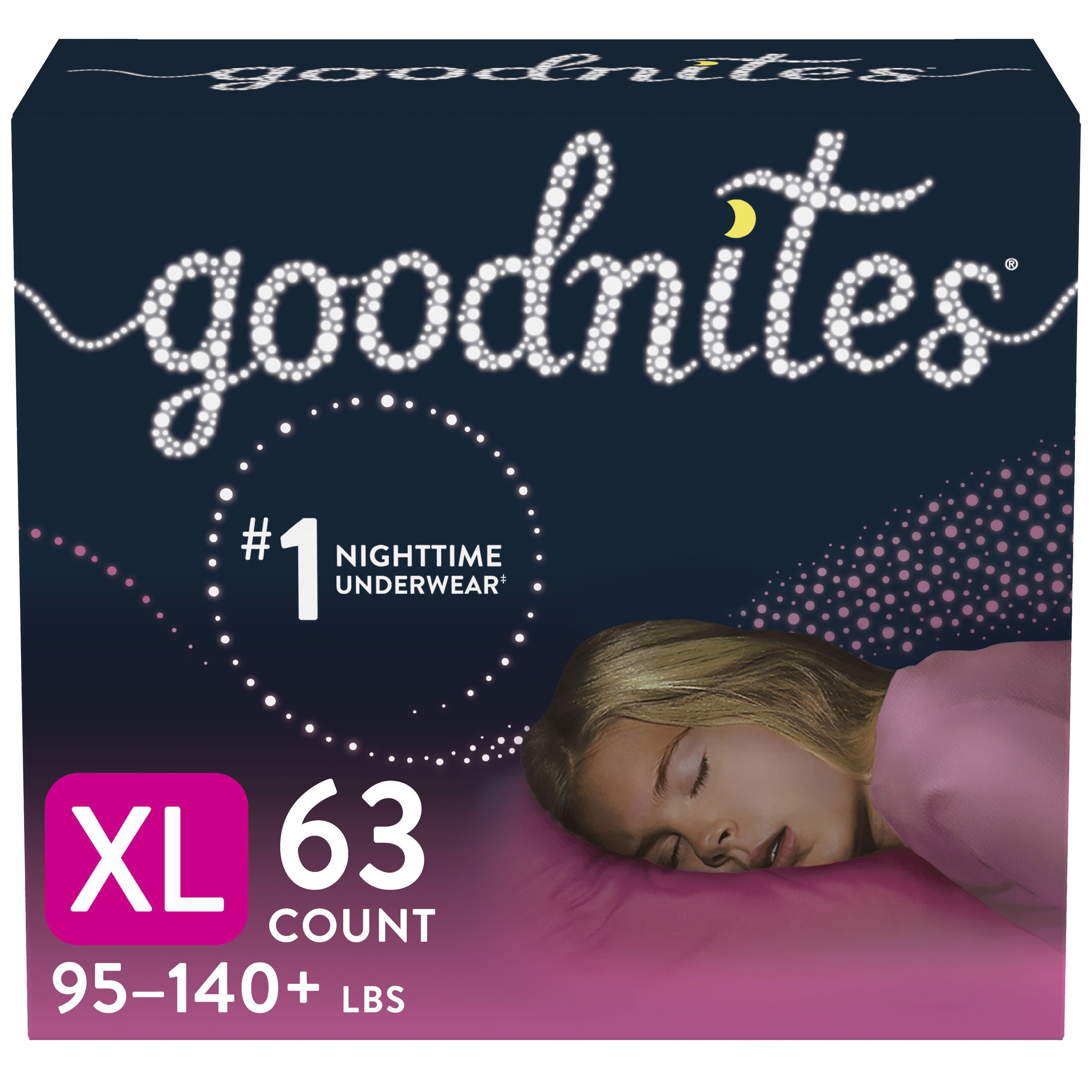 marido futuro plantador Goodnites Overnight Underwear for Girls, XL (95-140 lb.), 63 Ct -  Walmart.com