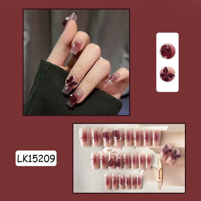 Diamante Incrustado Que Lleva Un Ligero Y Lujoso Parche De Manicura Temperamento Uñas Falsas 3D Nuo Gu