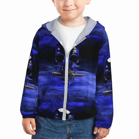 

Vsdgher Steel Skull Kids Sun Protection Hoodie with Zip Rash Guard Tops Children s Long Sleeve Sun Protection Clothing -