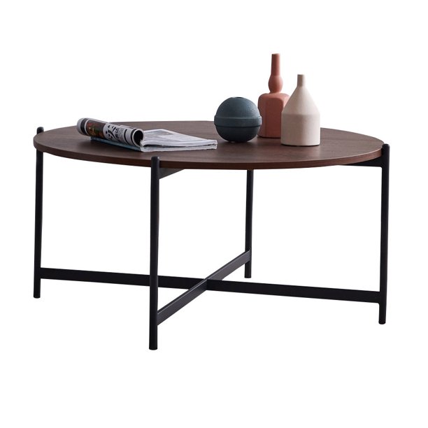 Coffee Table Wood Tail 36 Inch Large Round Solid Metal Frame For Living Room Black Walnut Tabletop Com Coffee Table Wood Tail 36, 36 Inch Long Side Table