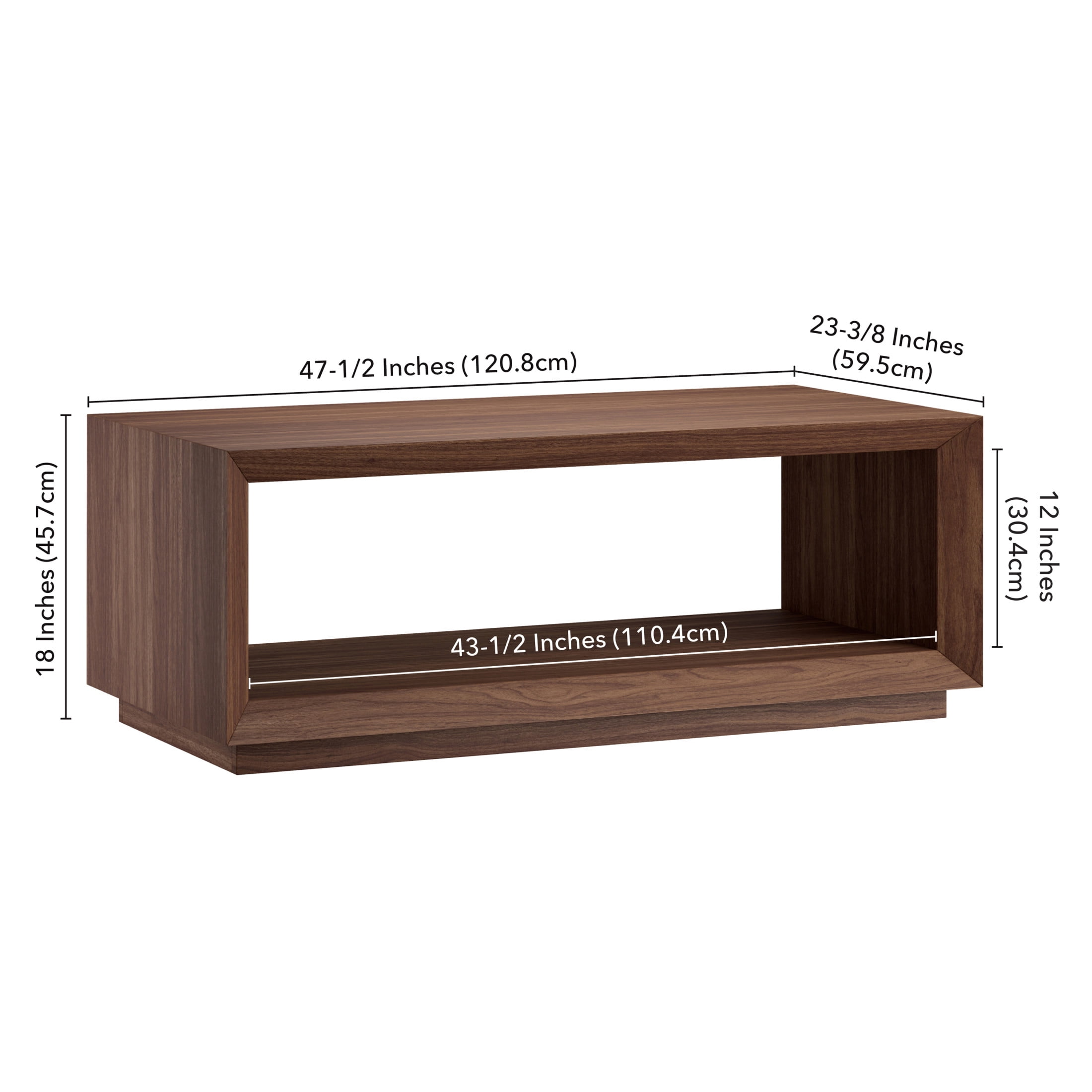 Evelyn&Zoe Modern/Contemporary 48" Wide Satin Walnut Coffee Table